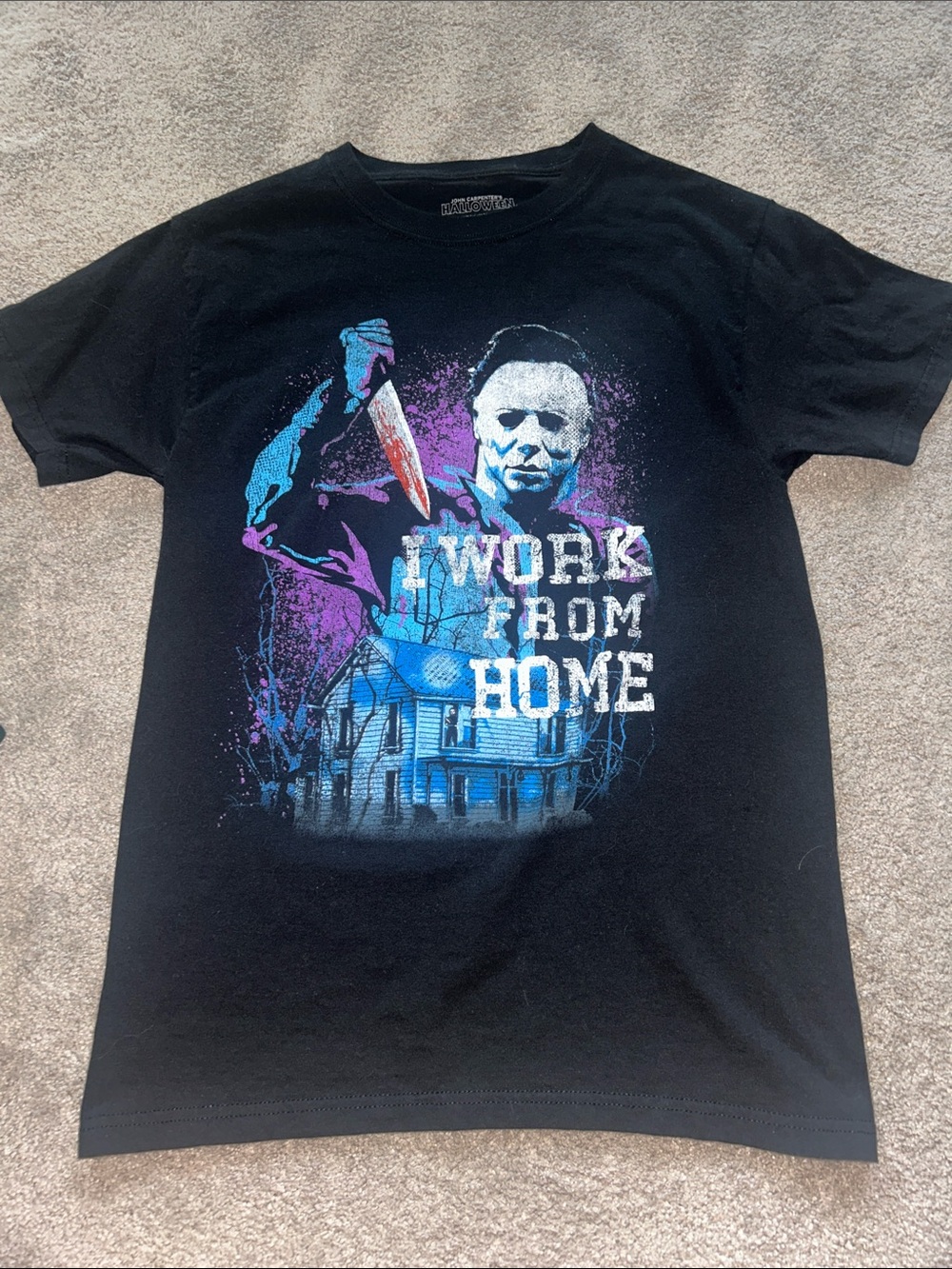 Spencer's Black "I Work From Home" Michael Myers Graphic Tee